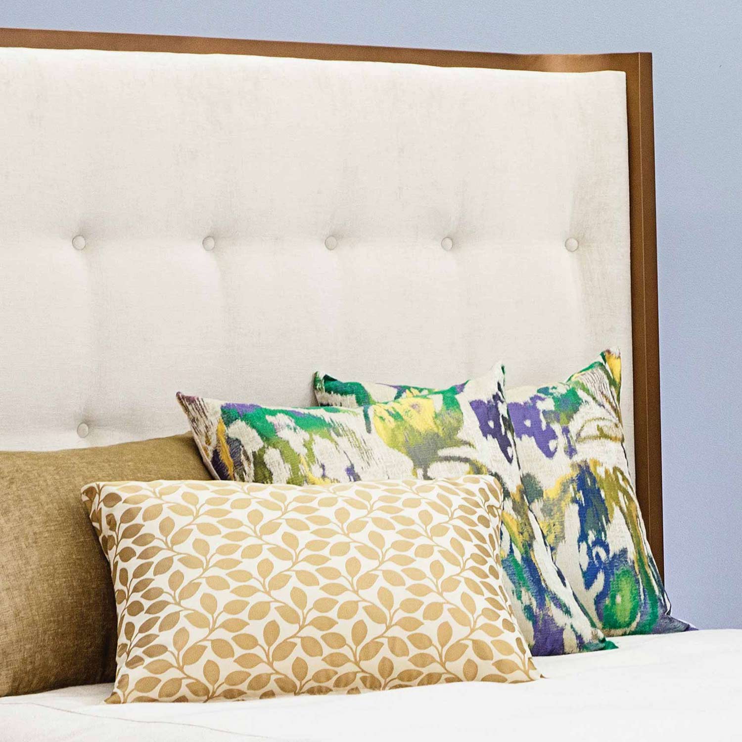 Broadway Upholstered Iron Headboard with Upholstered Surround by Wesley Allen - Image 4