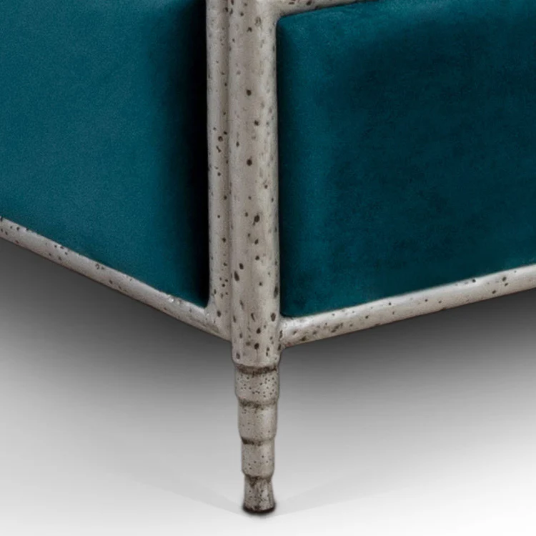 Royce Hammered Iron Upholstered Headboard with Upholstered Surround by Wesley Allen - Image 4